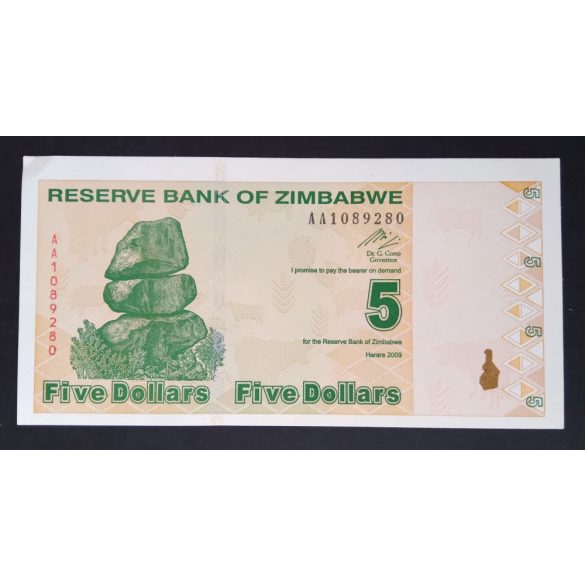 Zimbabwe 5 Dollars 2009 aUNC