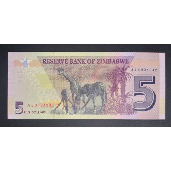 Zimbabwe 5 Dollars 2019 UNC 